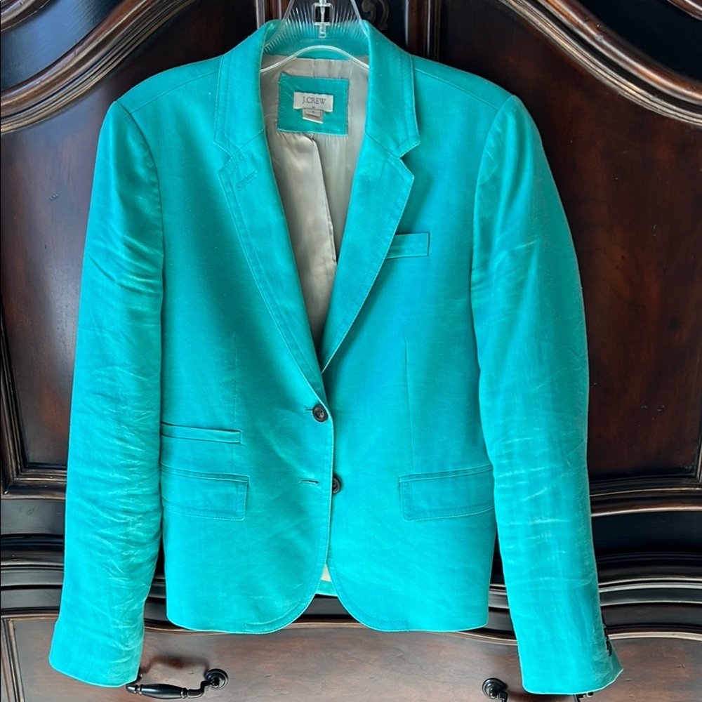 J Crew Factory schoolboy blazer. Sizes 4. Tiffany green. Excellent condition.